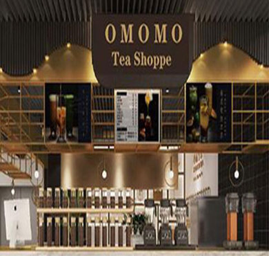 omomo奶茶加盟店形象图