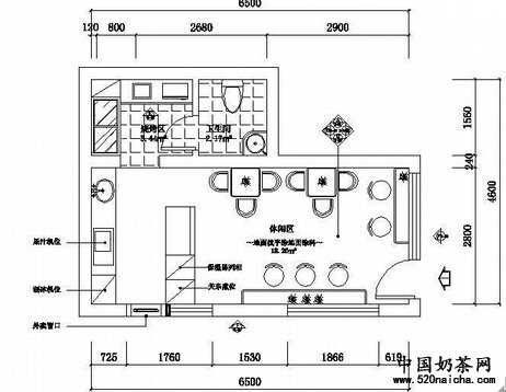 大口九奶茶店面3d效果图