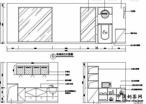 大口九奶茶店面3d效果图