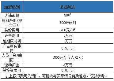 县级城市开家张三疯奶茶店的总投资